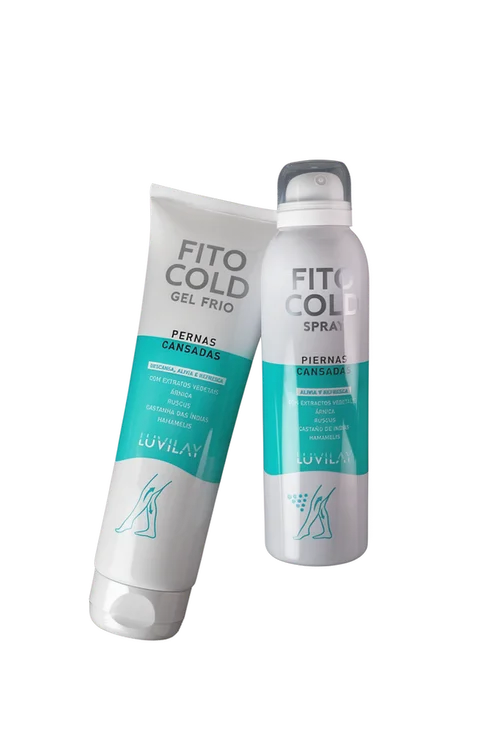 Embalagens FitoCold gel frio e spray para pernas cansadas 250ml
